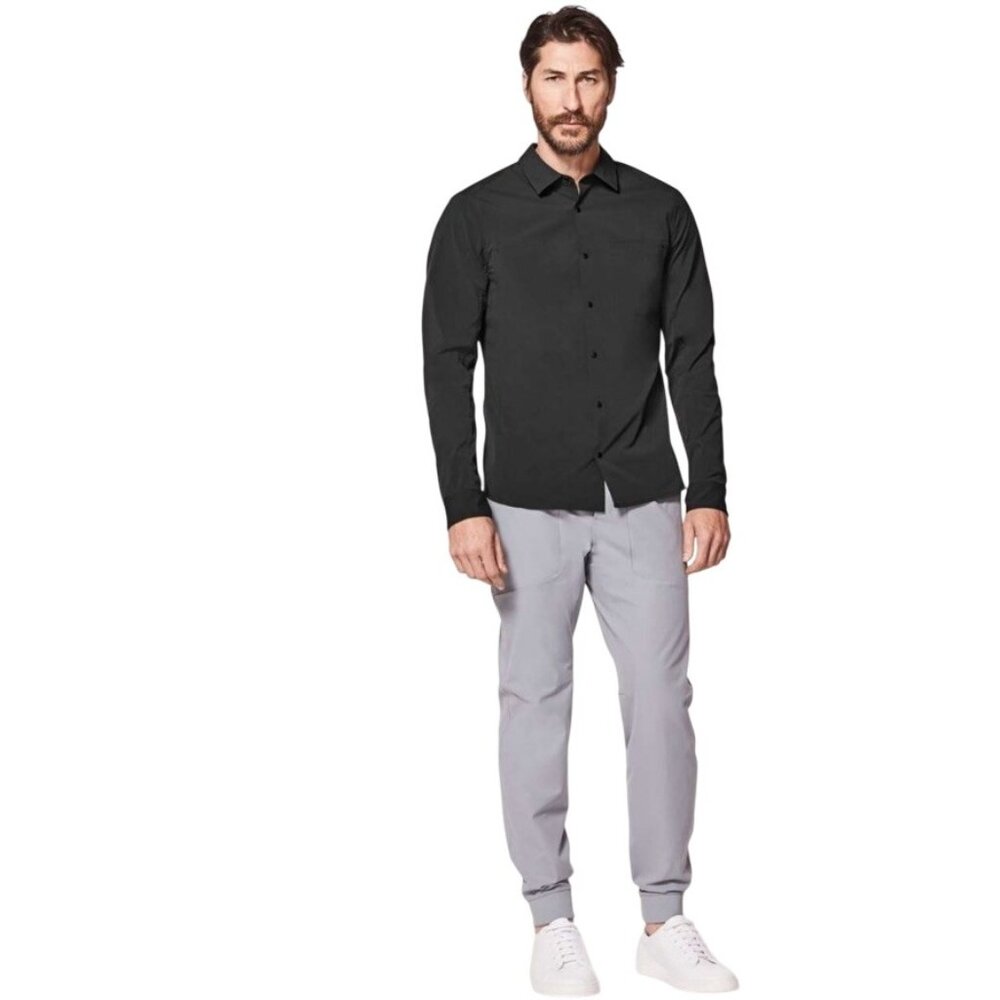 Lululemon Shirt Men Small Black Zenway Snap Button Up Vented Long Sleeve Casual - Picture 3 of 16